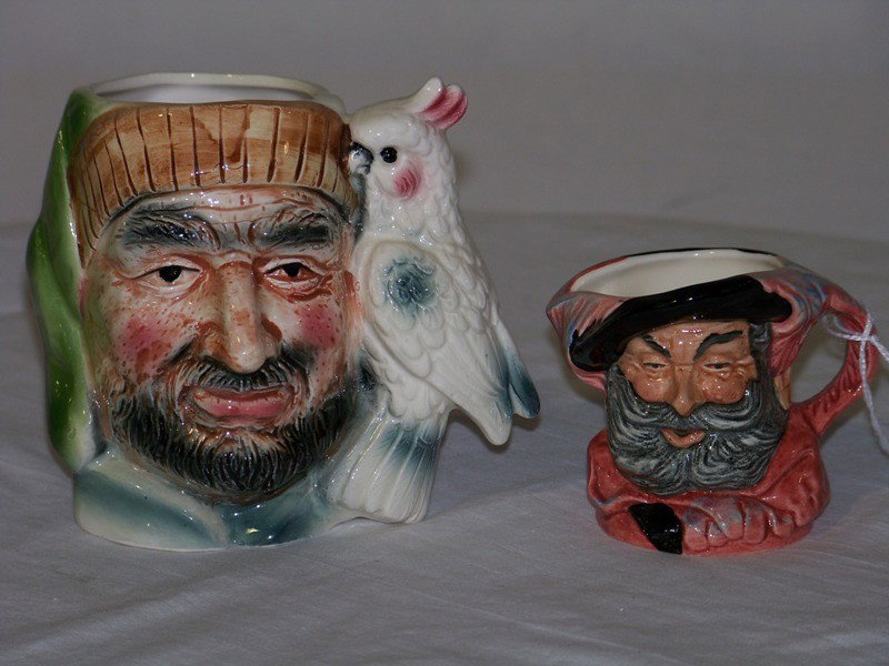 Pair Royal Doulton Toby Mugs: Pair Royal Doulton Toby Mugs, one signed and is Falstaff and is 2 3/8" tall oter is app. 4" tall and is unsigned.