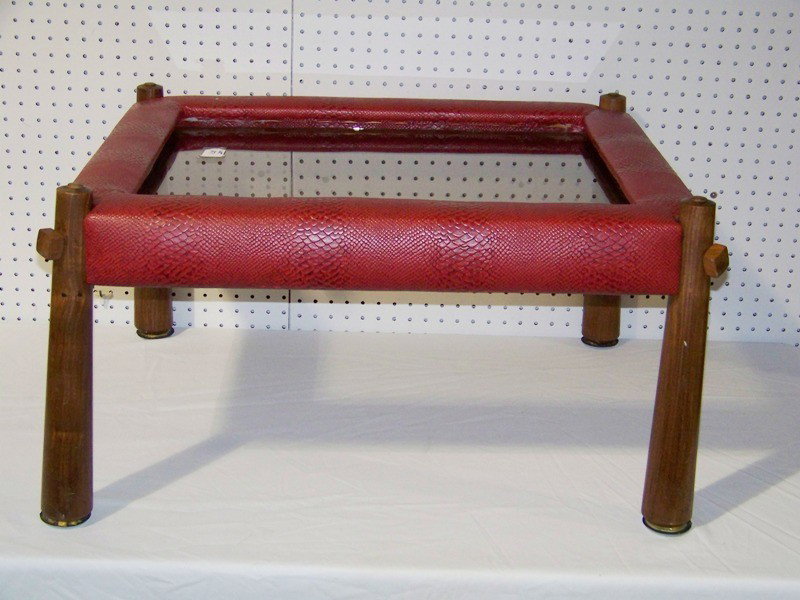 Brazilian Rosewood Coffee Table by Percival Lafer: Brazilian Rosewood Coffee Table by Percival Lafer, partial lable to base , with glass top and a snake skin style sides. 30" wide 26" deep 16 1/2" tall.