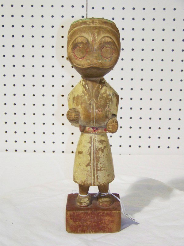 Antique Wooden Folk Art Carving of Red Cross Nurse: Antique Wooden Folk Art Carving of Red Cross Nurse. Great early carving of a nurse with the cross on her hat and her coat. Carved from single pc. of wood and stands 14" tall and 3 1/2" x 3" base.origi