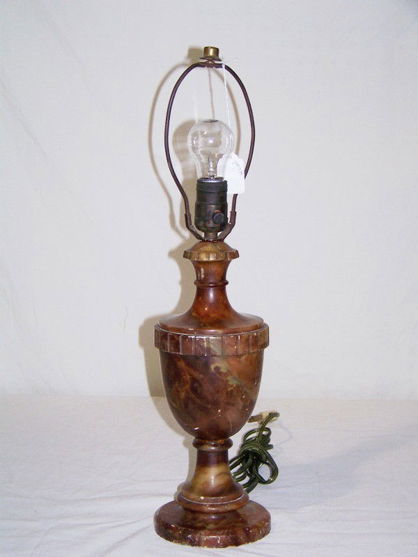 Antique Italian Alabaster Boudoir Table Lamp: Antique Italian Alabaster Boudoir Table Lamp.In a brown color and stands app. 12 1/2" to top of vase.