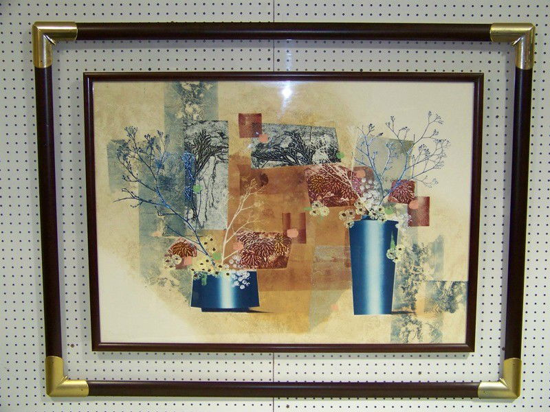 Mikulas Kravjansky ( Czech. 1928) Collograph Etch: Mikulas Kravjansky ( Czech. 1928) Collograph Etching limited edition of 39 of 75. Titled Le Fleur De Passion III printed at the Artist's studio in Florida.29" tall 41" wide, frame is 42" long and 54"