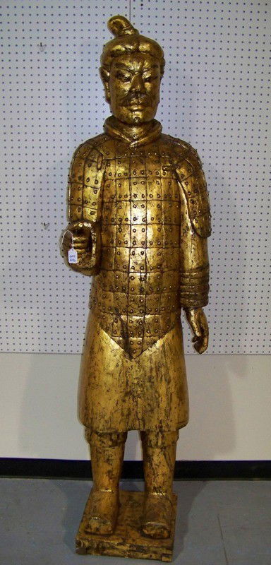 Vintage Wooden Life Size Carved Chinese Republic G: Vintage Wooden Life Size Carved Chinese Republic Guard Stands 73". Great wood carved statue of a Republic Guard standing app. 69" tall,Carved out of solid wood.