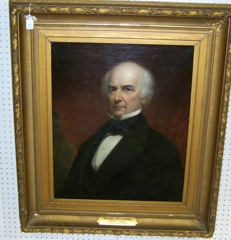Daniel Huntington ( Amer. 1816-1905) O/C Portrait : Daniel Huntington ( Amer. 1816-1905) O/C Portrait Painting.Signed lower left. Portrait Painting of Nathaniel Richards (1850-1853),in original period ornate frame.Painting is app.30 1/2" tall & 25" wid