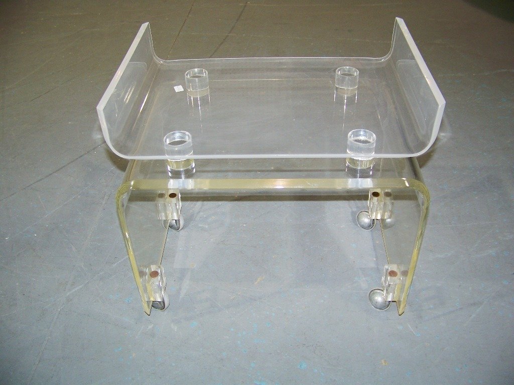 Modern Lucite Vanity Bench: Modern Lucite Vanity Bench. App.20" long and app.20" tall and app.14" deep.