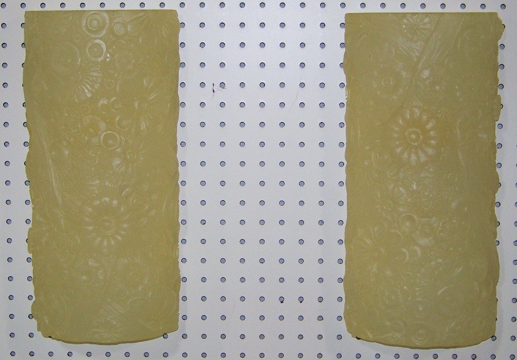 Pair Modern Sirmos "Corona" Ornate Resin Wall Sco: Pair Modern Sirmos "Corona" Ornate Resin Wall Sconces. Great pair of sconces designed by Craig Corona in the Corona pattern. Each is app.16 1/4" tall and app.4" deep.