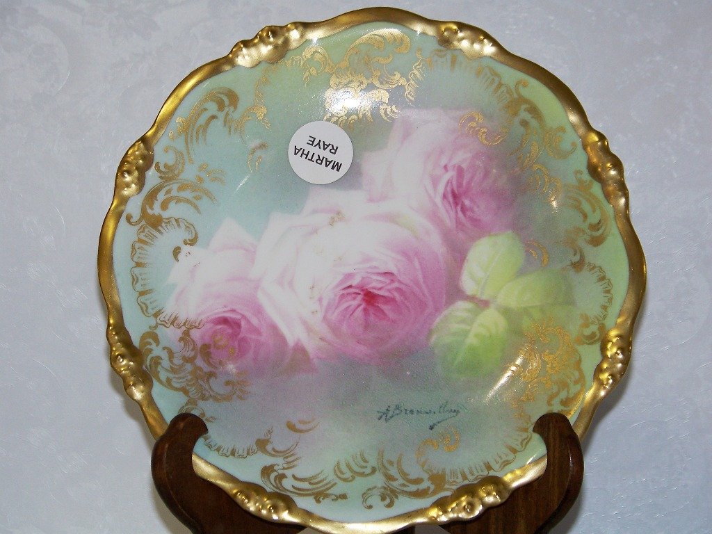 Vintage H/P & Signed Elite Works Limoges Floral Plat: Vintage H/P & Signed Elite Works Limoges Floral Plate. Great plate with hand painted flowers and signed.App.8 1/4" across.From the Martha Raye Estate.