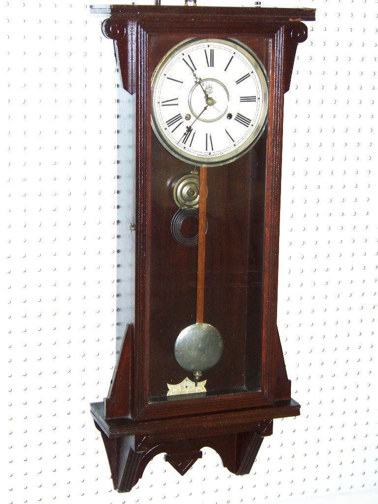 Early Waterbury Wall Clock: Early Waterbury Wall Clock. Great clock from the Waterbury Clock Co..App.33" long and app.14" wide.