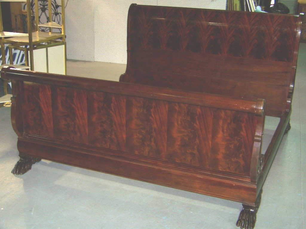 286a Great Henredon Flame Gany King Sleigh Bed