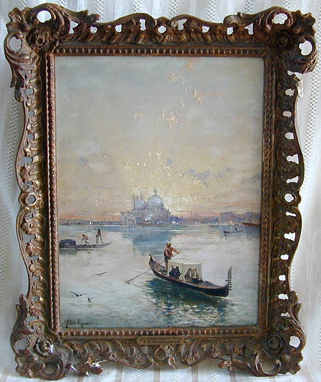 FRANZ RICHARD UNTERBERGER (BELG/AUSTRIAN 1838-1902: FRANZ RICHARD UNTERBERGER (BELG/AUSTRIAN 1838-1902) OIL ON PANEL A fine oil on chamfered panel by the renowned Belgium/Austrian artist FRANZ RICHARD UNTERBERGER; titled: "San Giorgio Maggiore, Venice"