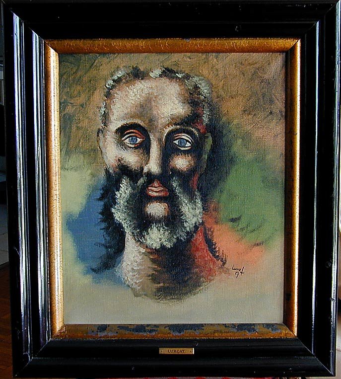 JEAN LURCAT (FRENCH 1892-1966) OIL ON CANVAS 1937: A fine oil on canvas by the renowned early 20thc French modern artist JEAN LURCAT depicting a portrait of a bearded man with penetrating blue eyes, signed and dated lower left Lurcat '37; 17 3/4" x 14