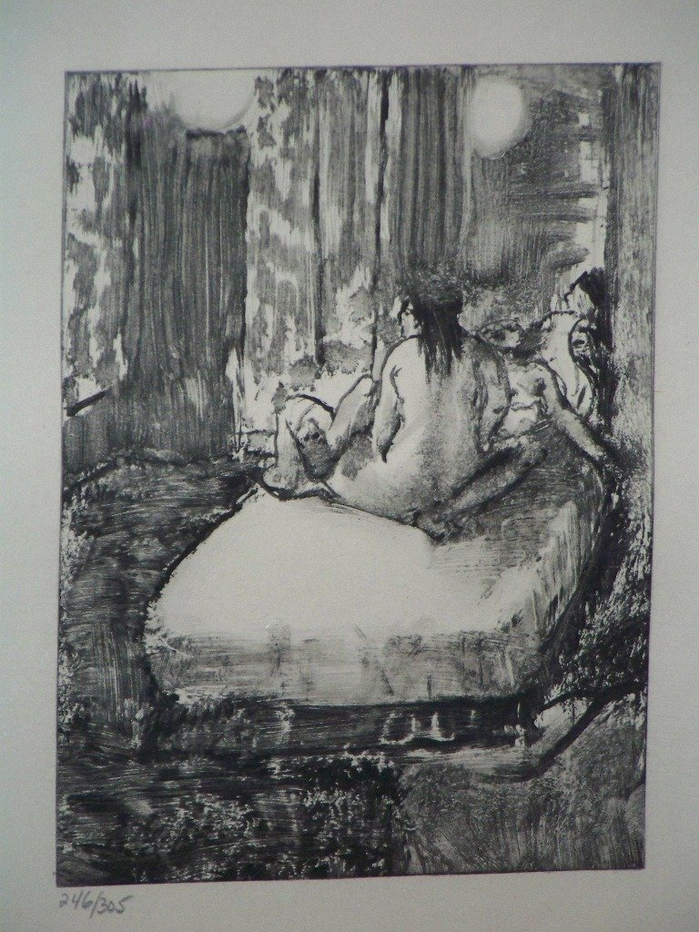 Fine Edgar Degas Color Engraving "Mimes de Courte: Fine Edgar Degas Color Engraving "Mimes de Courtesans". Has a Nathan Daniel Isen Certificate on verso, stating this is a Color engraving limited to 305 Impressions, this being # 246. Publisher:Ambrois