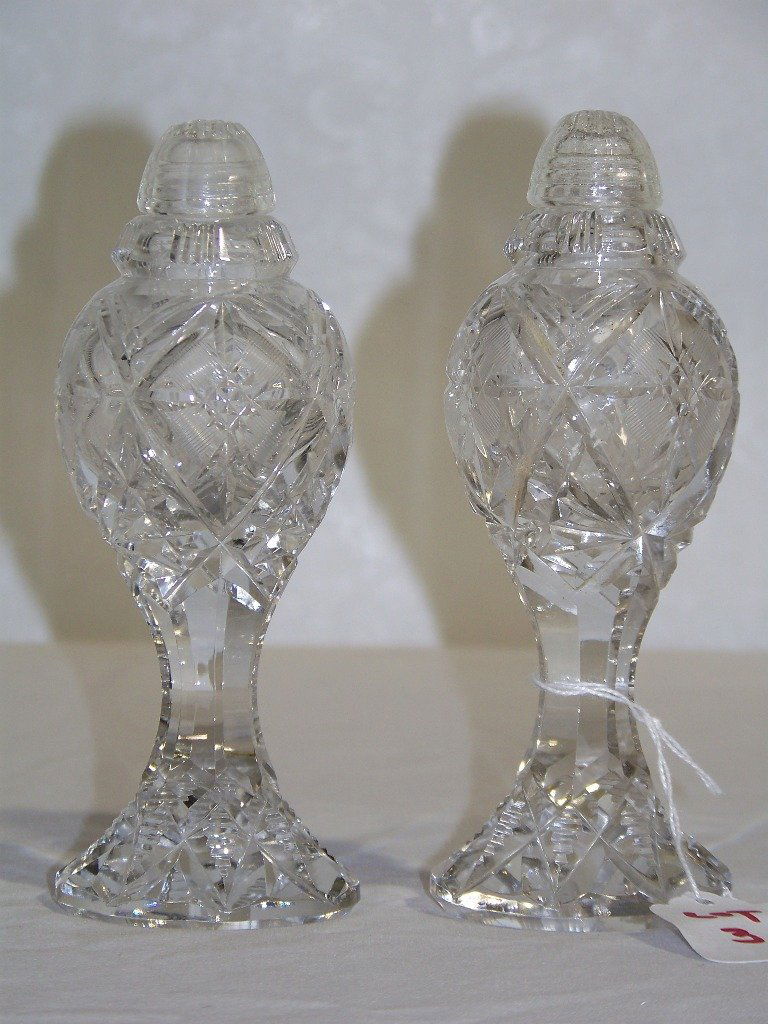Pair of Vintage Cut Crystal Salt & Pepper Shakers