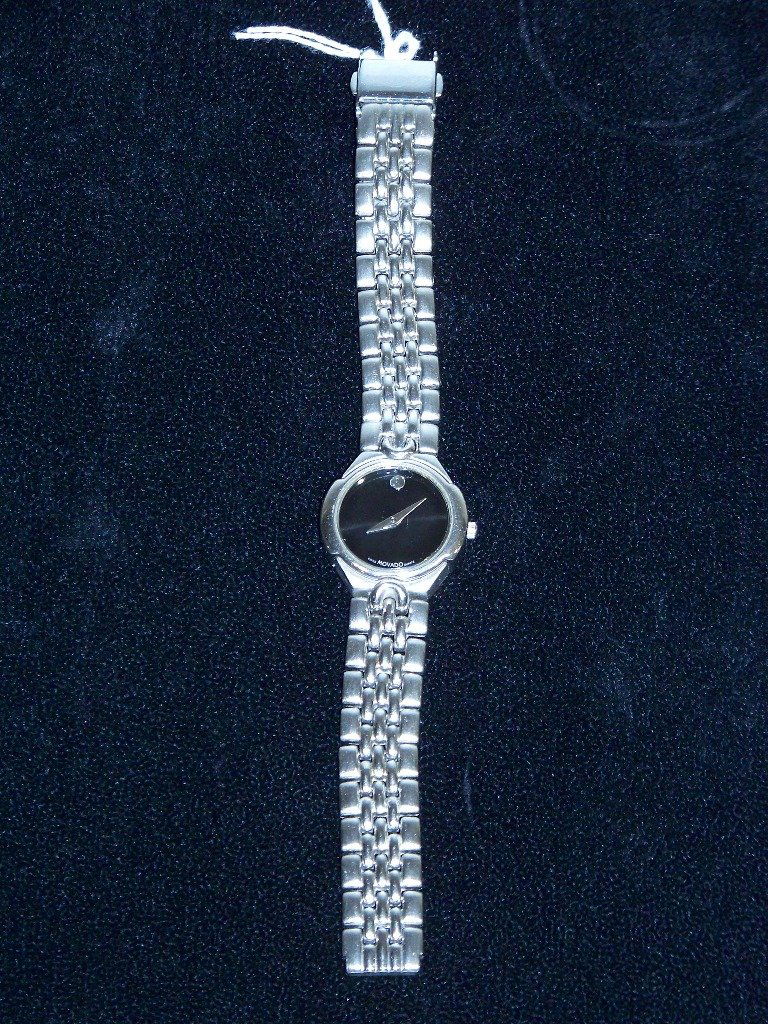 Movado Black Museum Dial Quartz Stainless Watch: Movado Black Museum Dial Quartz Stainless Steel Women's Watch.Total length is 7" long.