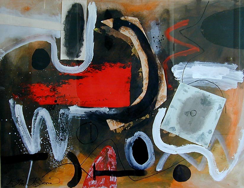 BYRON BROWNE (Amer.1907-1961) ABSTRACT COLLAGE: This is a fine "Abstract" collage by American artist Byron Browne (1907 - 1961). It is 20" x 26" and is a collage of paper, gouache and pen and ink. It is in very good condition and is fully signed lo