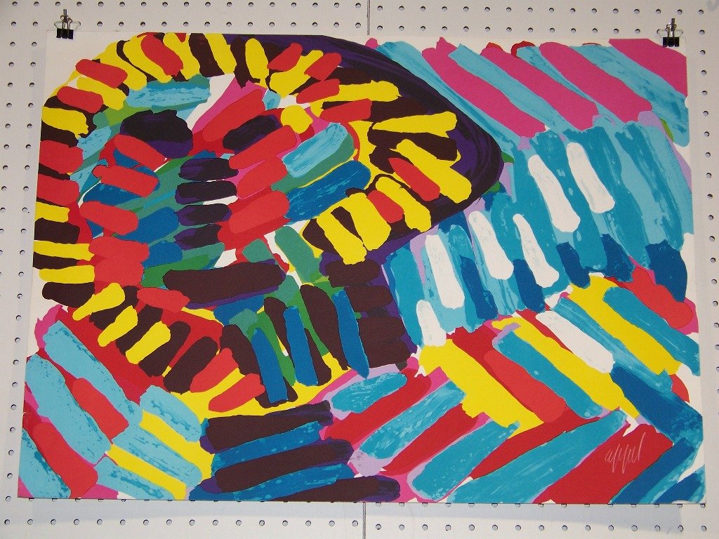 Karel Appel (DUTCH, 1921-2006) Signed Colored Litho: Karel Appel (DUTCH, 1921-2006) Signed Colored Litho.Great colored Lithograph,Signed bottom Right.Size is 29 3/8" wide and 21 1/4" tall.Not framed.