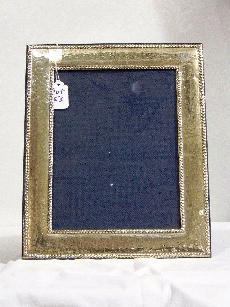 Vintage Hand Hammered Gold Tone Sterling Picture Frame: Vintage Hand Hammered Gold Tone Sterling Picture Frame.Frame is app.12 3/4" x 10 3/8" wide.