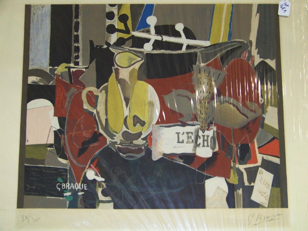Georges Braque (French 1882-1963) Signed Litho L'Echo: Georges Braque (French 1882-1963) Signed Litho in colors. Titiled "L'Echo".Circa 1960 Cat. Rais 1041, This being 291 of 300. Size is 24" x 30 3/4" wide.Signed lower right.
