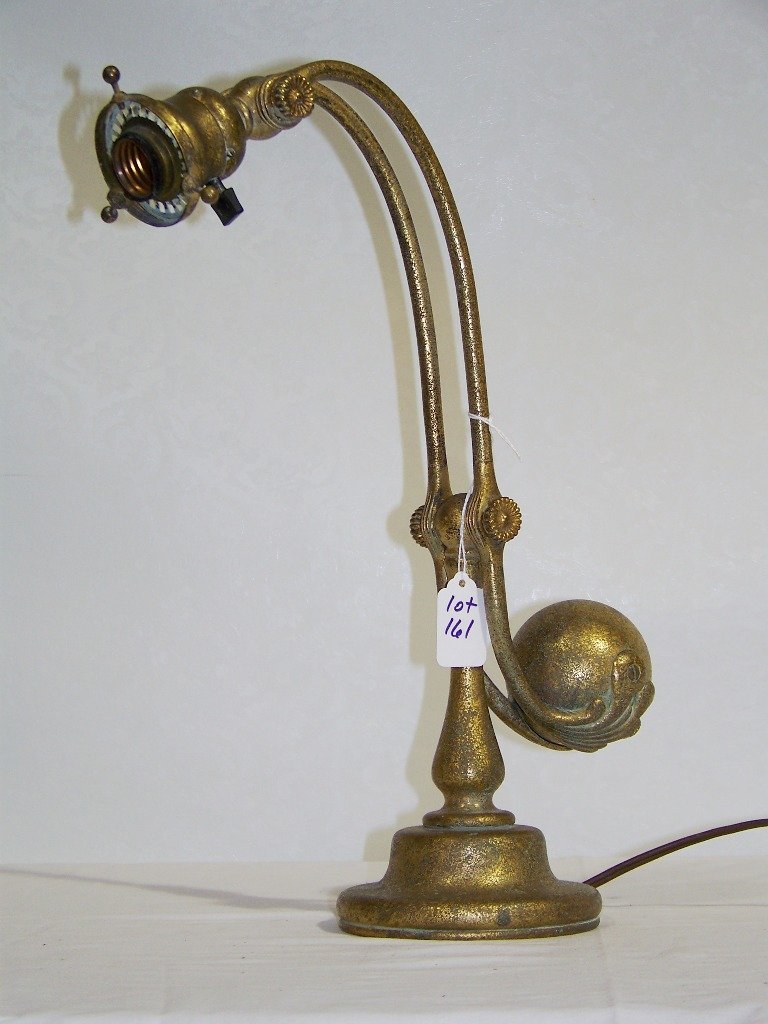 Tiffany Studios Bronze Counter Balance Lamp #417: "Tiffany Studios" Gold Tone Bronze Counter Balance Lamp # 417. A fine gold tone counter balance Tiffany Studios #417 Bronze Desk lamp.Overall height is app.16 1/4" tall. No shade. Stamped on base Tiff