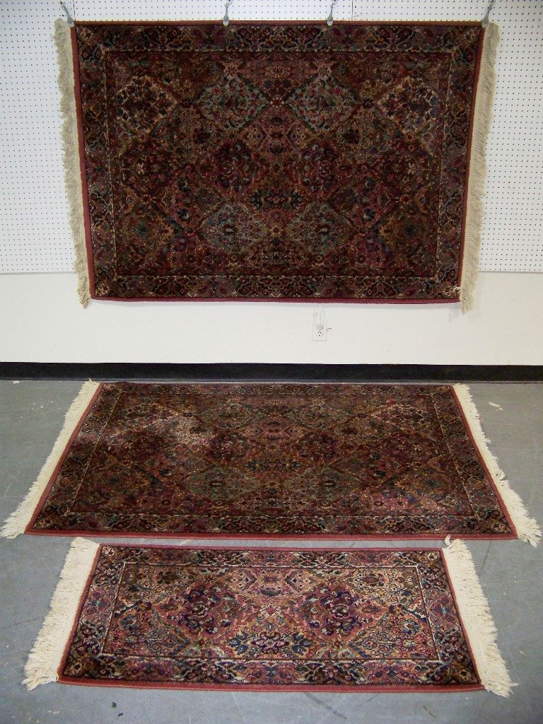 3 Karastan Kirman Rugs #717: 3 Karastan Rugs, 2 are smaller room sixe 6' x 4'3" wide and other is 4' x 26" wide runner.
