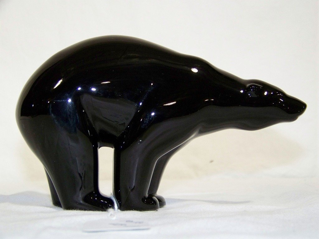 Baccarat Black Crystal " Polar Bear ": Baccarat Black Crystal " Polar Bear " French. Acid Stamped and is app.6 3/4" long and 4" tall.