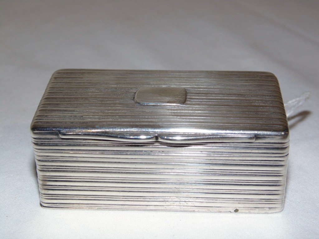 19th C. English Armorial Gilt Silver Vinegarette: 19th C. English Armorial Gilt Silver Vinegarette by Charles Rawlings, Date mark for 1824.Great silver box with a engraved winged Dragon on lid interior.Box is 2 1/2" long,1 3/8" deep. From the Estate 