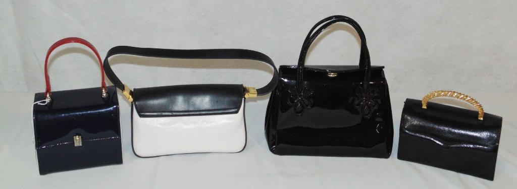 4 Vintage Leather Hand Bags/Purses: 4 Vintage Leather Hand Bags/Purses. Great set of four vintage hand bags by MM,Koret and Mondani, All in good condition and largest bag is 10" tall at handle and app. 9" wide.