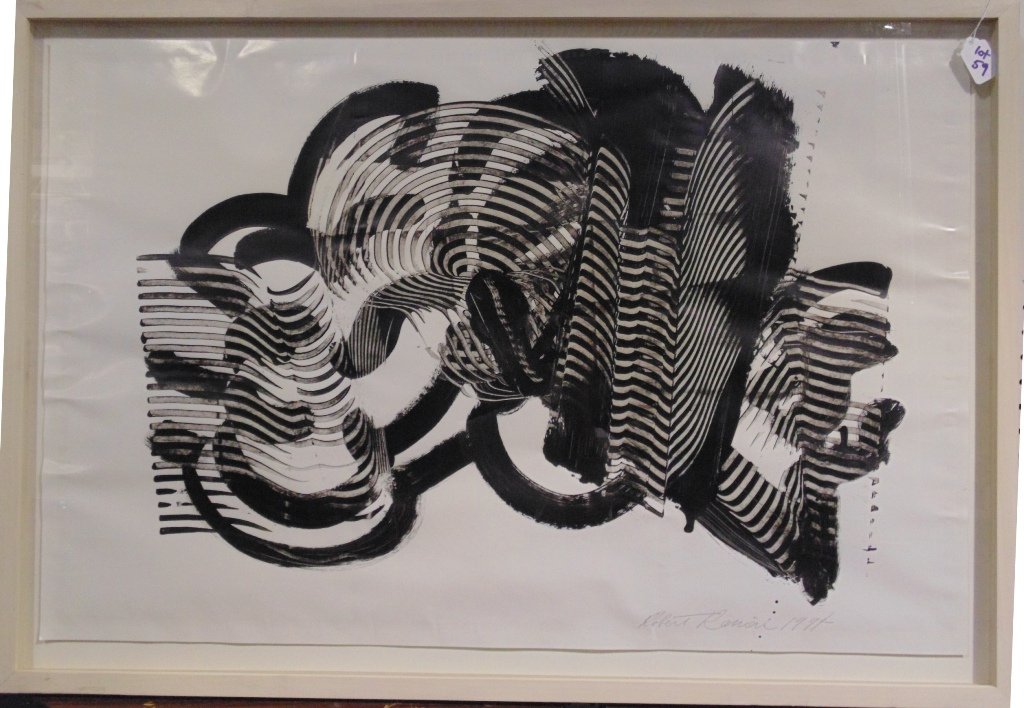 Robert Ranieri (1930 American) Modern Abstract Oil: Robert Ranieri (1930 American) Abstract Oil?? on paper.Great Modern style abstract painting signed and dated lower right, dated 1994.Size is 35" wide,23" tall, Frame is 38" x 26 1/4" tall.
