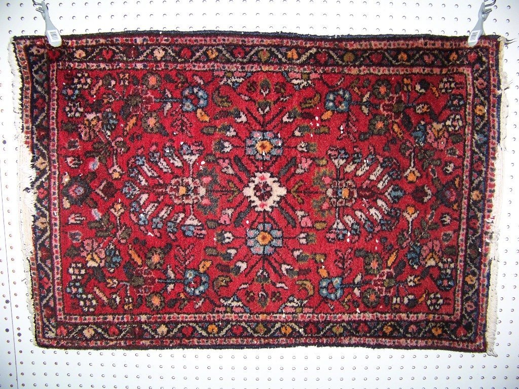 Fine Antique Persian Hand Made Wool Prayer Rug: Fine Antique Persian Hand Made Wool Prayer Rug.Has tag on back Made in Iran and signature on tag.Rug is app.3' x 2' wide.