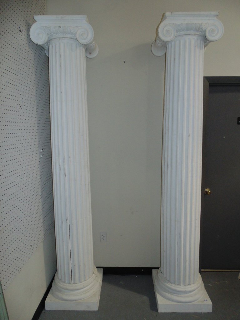 Pair 19th C. Wood Column's,8'2" Tall: Pair 19th C. Wood Column's,8'2" Tall.Great pair of 19th C. Columns with Plaster and wood tops.Each comes apart for easier shipping.We have then put together for photos the best we could.