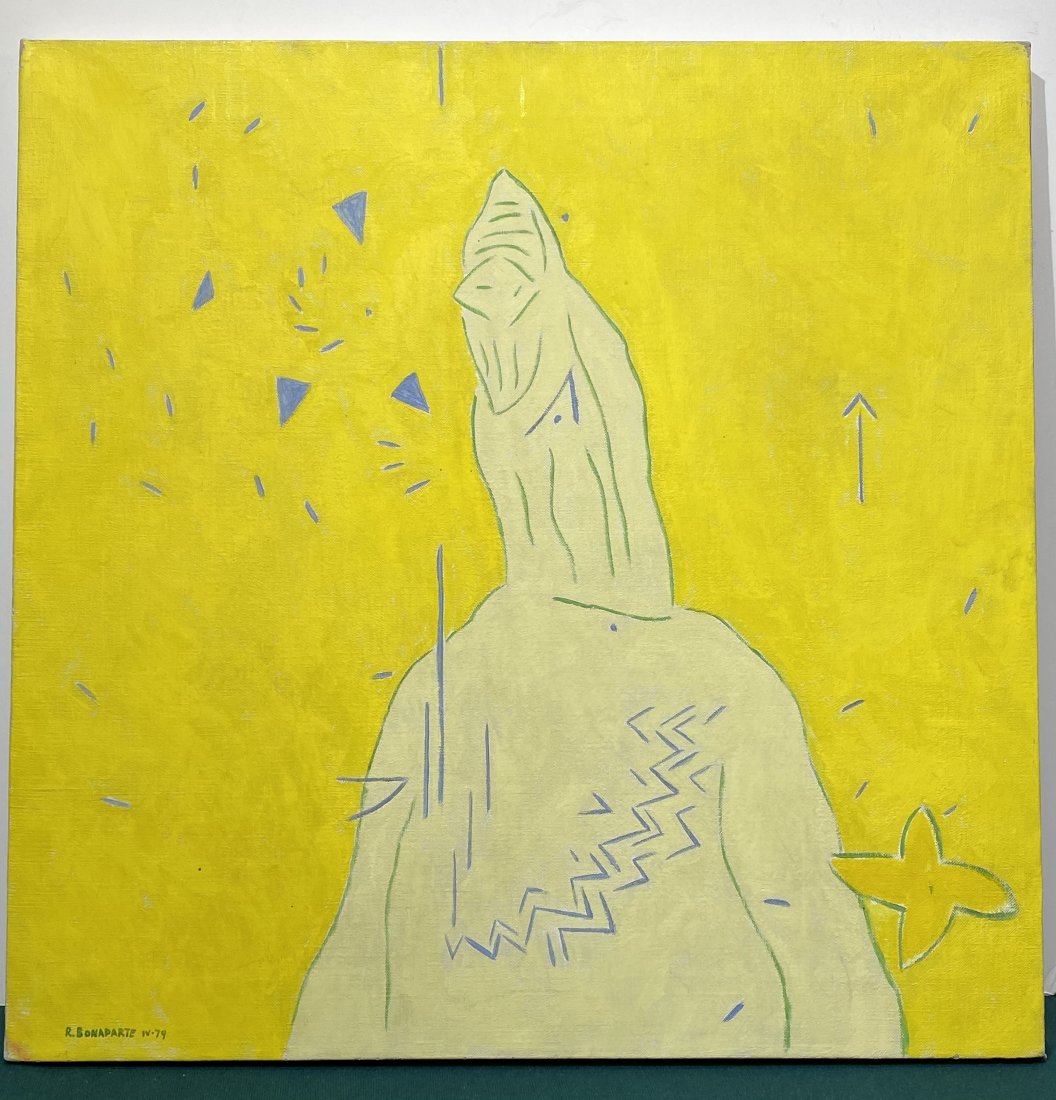 Robert Bonaparte Painting Signed Dated Ed Ruscha: Robert Bonaparte Painting Signed Dated.. 1979.Size is 20” x 20”.. Bonaparte was born in 1933 and grew up in Oklahoma City where he was boyhood friends with Ed Ruscha. In an oral history in