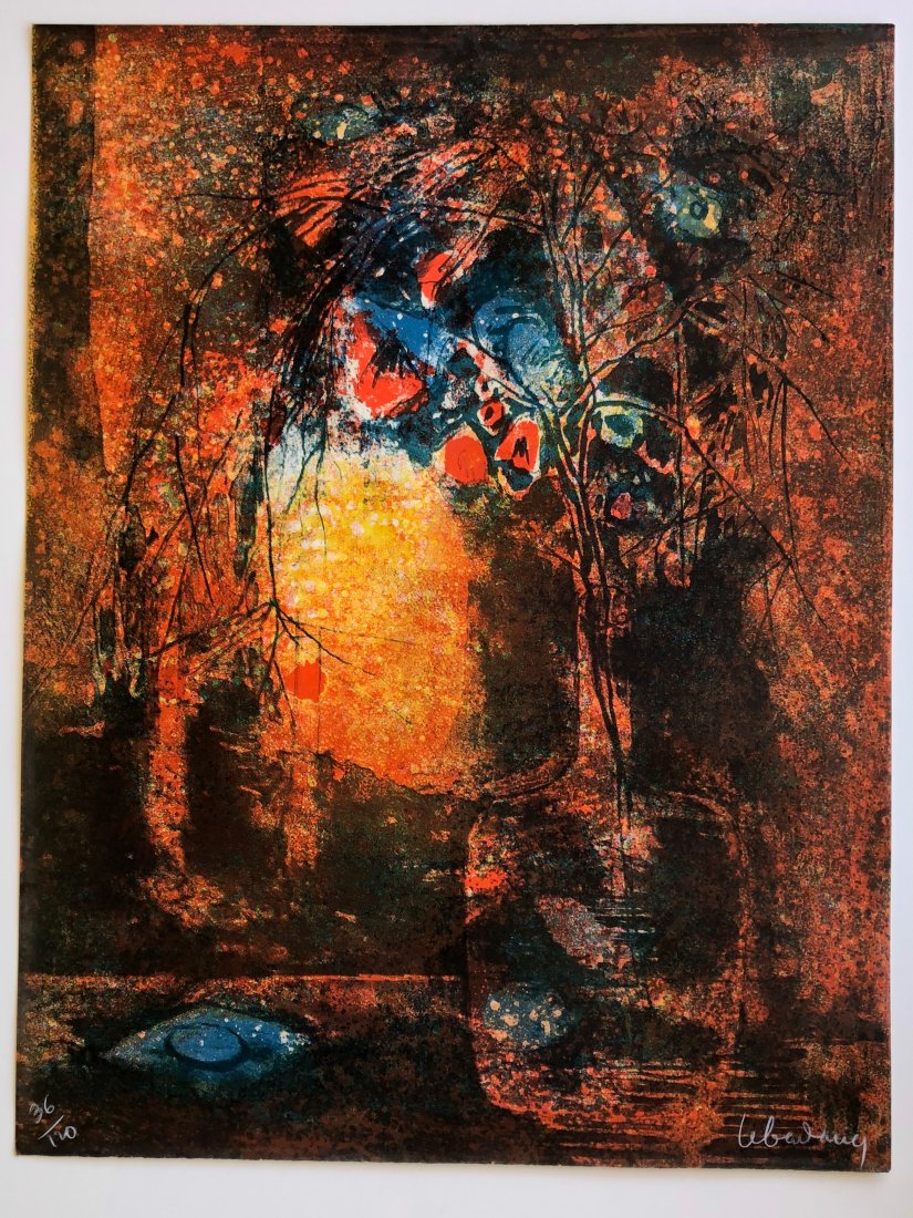 Ledebang Original Lithograph Still Life: Lebadang (1922 - 2015) was active/lived in Viet Nam, France. Lebadang is known for Painting, lithographs, book illustration.Size is 19 1/2" x 25 1/2"