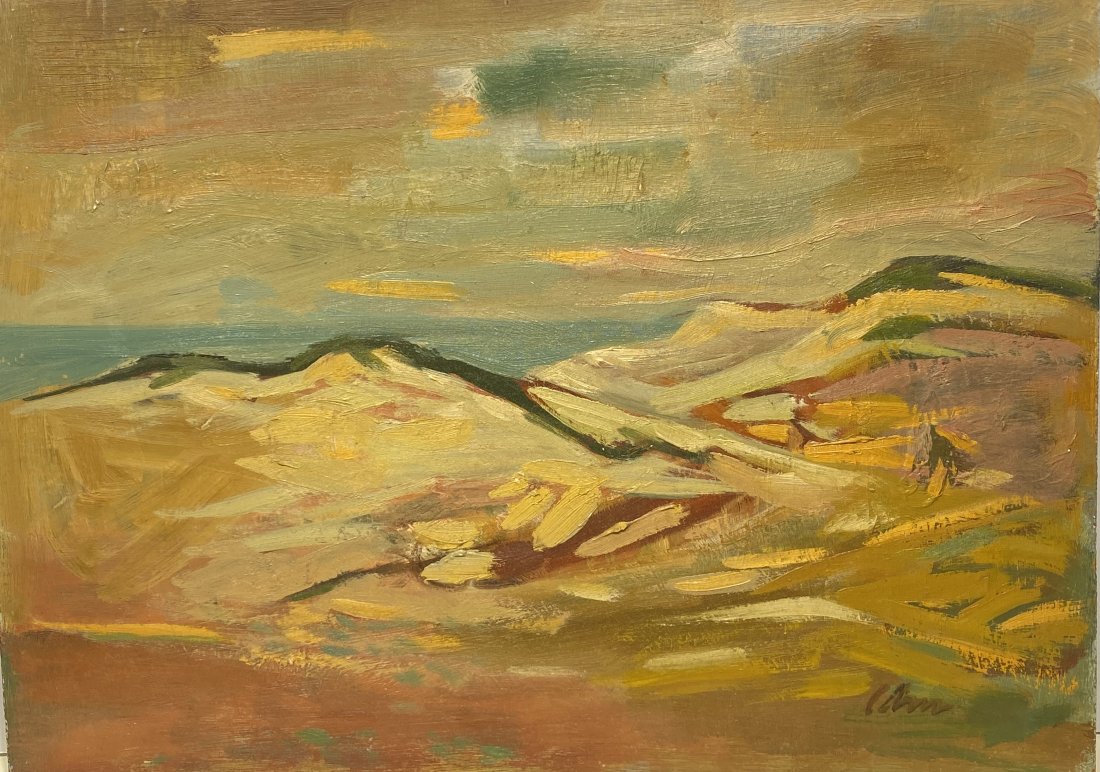 Harold Cohn (1908 - 1982) oil painting of a Modernist coastal seascape Mid century (1 of 3)