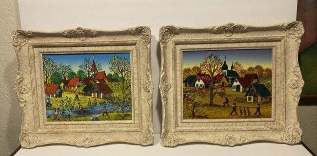 A. Kowalski 2 Original Oil Paintings Folk Art Framed (1 of 5)