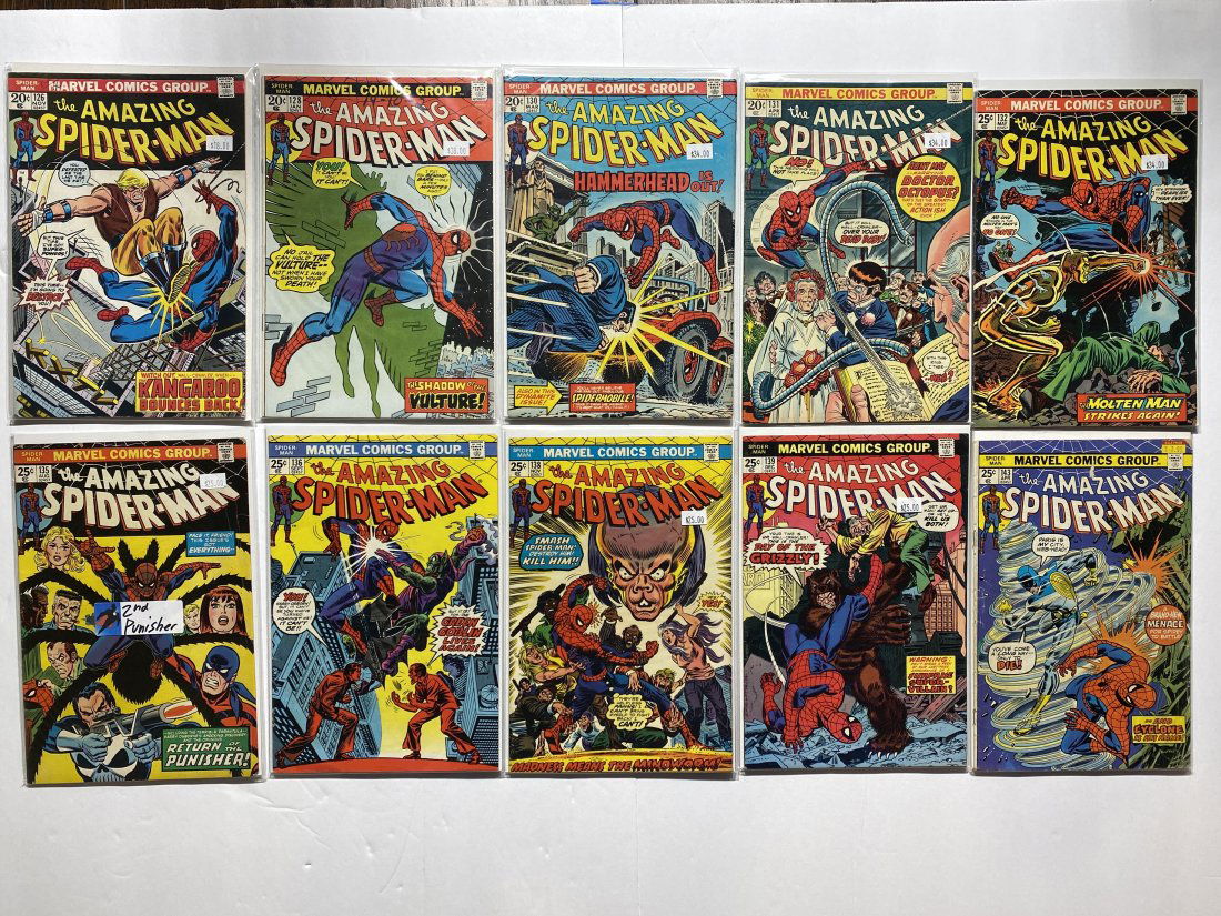 Amazing Spider-Man Marvel Comic Lot of 10 #'s126,128,130,131,132,135,136,138,139,143 (1 of 5)