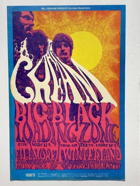 Cream Winterland Ballroom Fillmore Auditorium concert Poster 1968 1st Printing BG-109 (1 of 8)