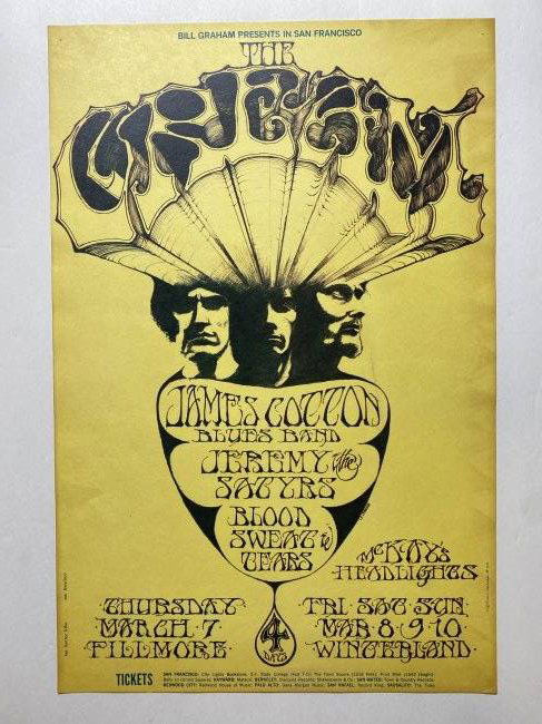 Bill Graham, BG-110, 1968, Stanley Mouse, Cream, James Cotton Blues Band 3/7-10/1968  First Printing (1 of 11)