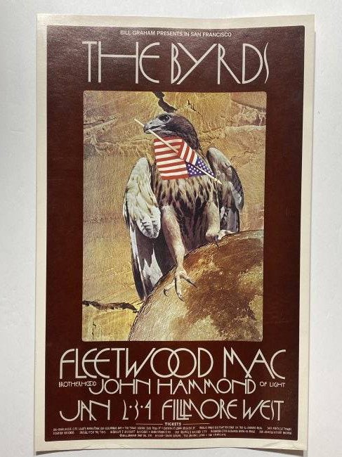 The Byrds Fleetwood Mac Fillmore West Bill Graham Concert Poster: The Byrds Fleetwood Mac Fillmore West Bill Graham .14" x 22"