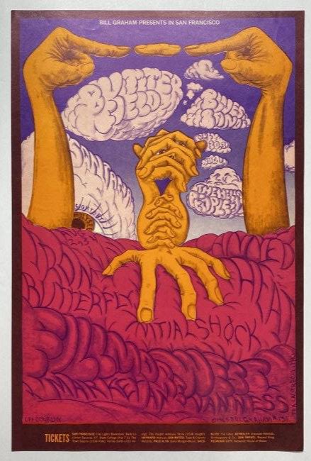 Santana Iron Butterfly Butterfield Blues Tea Lautrec Bill Graham Concert Poster BG-131 1st edition (1 of 8)