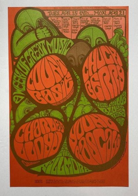 Chuck Berry Count Basie Steve Miller 1967 Bill Graham Concert Poster # 78 1st Edition (1 of 9)