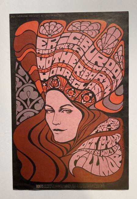 Bill Graham Presents Eric Burdon & the Animals Concert Poster # 89 1967 1st Edition (1 of 9)