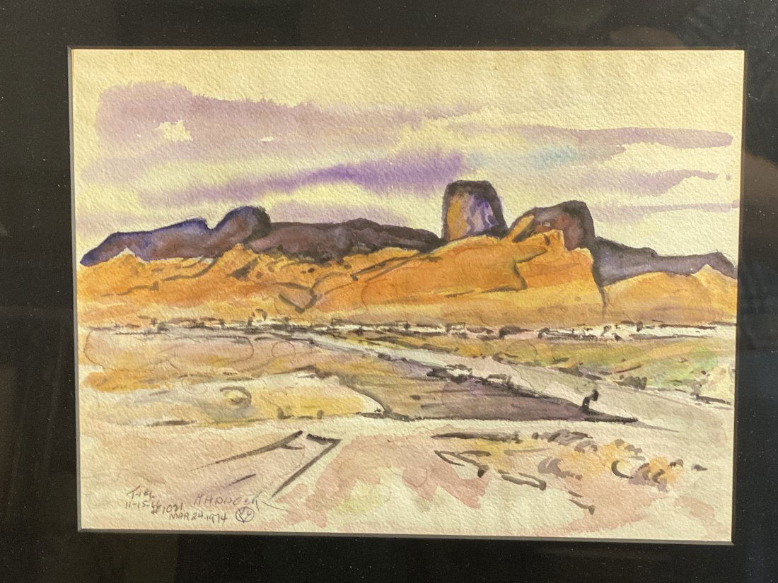 Arthur Haddock Modernist watercolor of New Mexico Landscape (1 of 3)