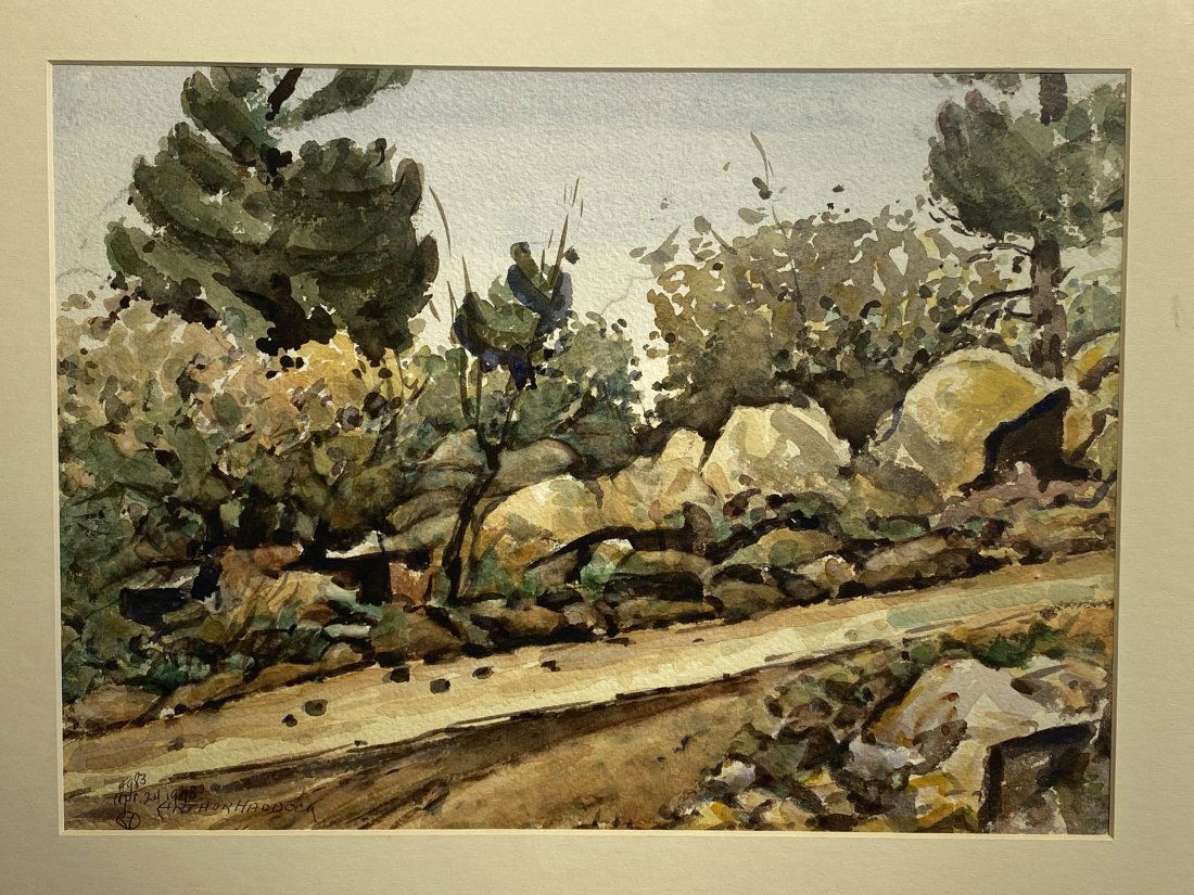 Arthur Haddock Modernist watercolor of Arizona Landscape..10 1/4” x 14 1/2” (1 of 3)