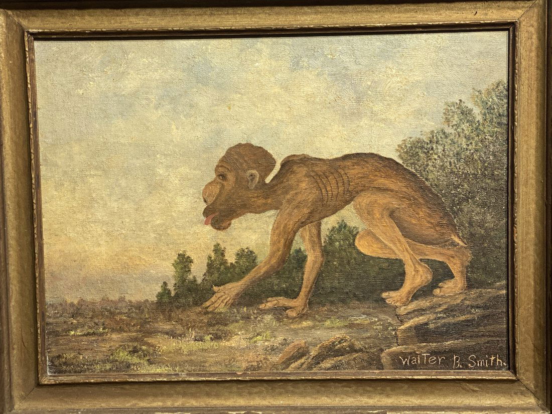 Oil painting Titled “Thr Cave Man” by Walter B Smith Folk Art (1 of 4)