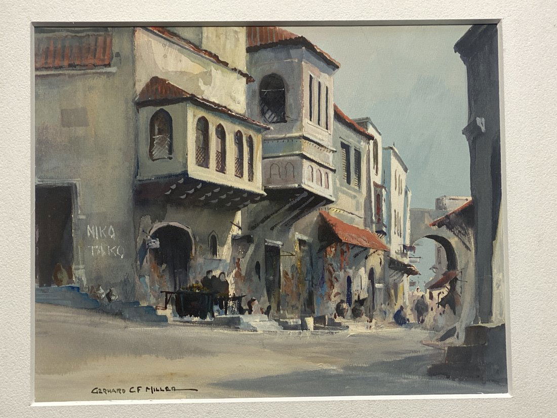 Gerhard C F Miller watercolor of city street (1 of 4)
