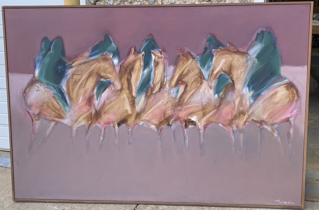 Jean Richardson Oklahoma New Mexico Artist Large oil Painting abstract Horses (1 of 3)
