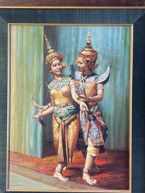 V N Montri vintage oil Painting of Cambodian Dancers Well done (1 of 4)