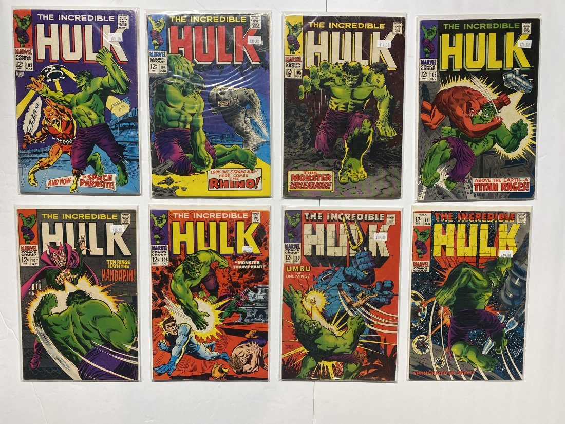 Lot of 8 Incredible Hulk Comics 103 through 111 (1 of 5)