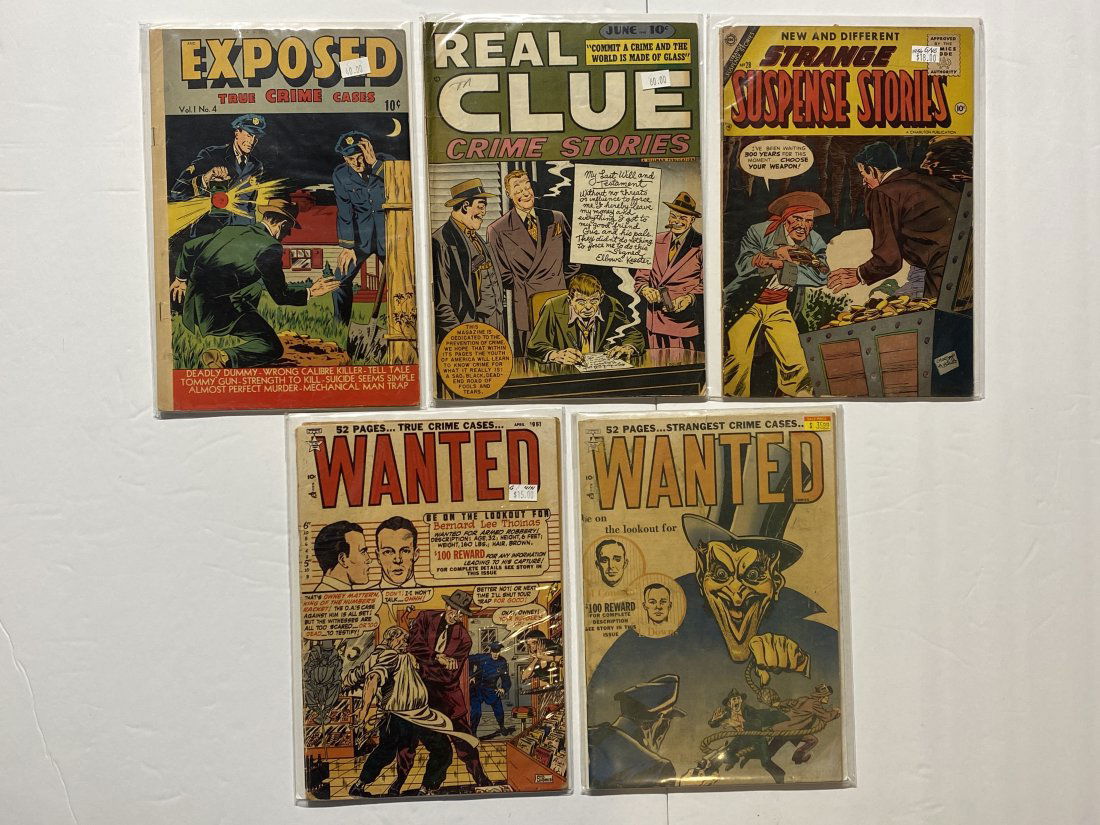 Lot of 5 Golden Age Crime comics Wanted Exposed True Crime Real Clue etc (1 of 5)