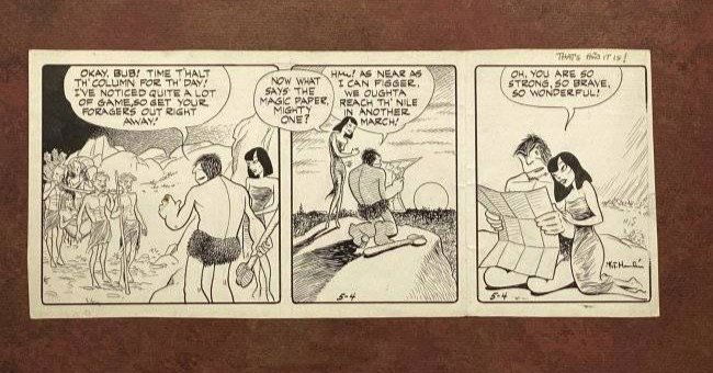 Vincent Hamlin (1900 - 1993) Original Pen and Ink Alley Oop Comic Illustration Signed RARE (1 of 7)