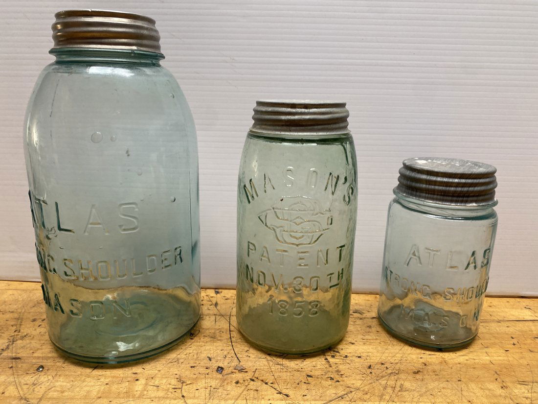 3 Early antique Mason Jars (1 of 5)